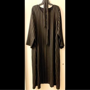 Black Gold stripe Abaya long sleeve dress xl belt pullover